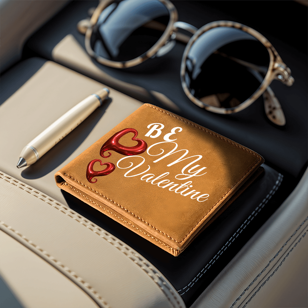 Be My Valentine Brown Leather Graphic Wallet