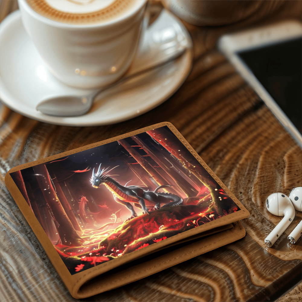 Men's Fiery Dragon Bifold Graphic Leather Wallet