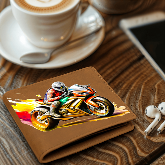 Crotch Rocket Motorcycle Graphic Leather Wallet