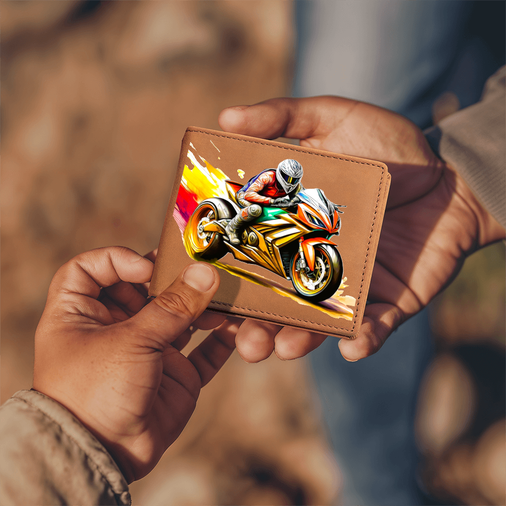 Crotch Rocket Motorcycle Graphic Leather Wallet