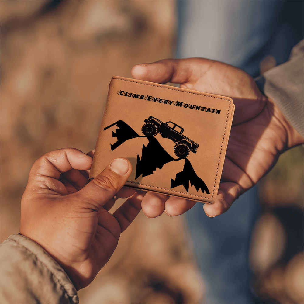 Climb Every Mountain Monster Truck Graphic Leather Wallet