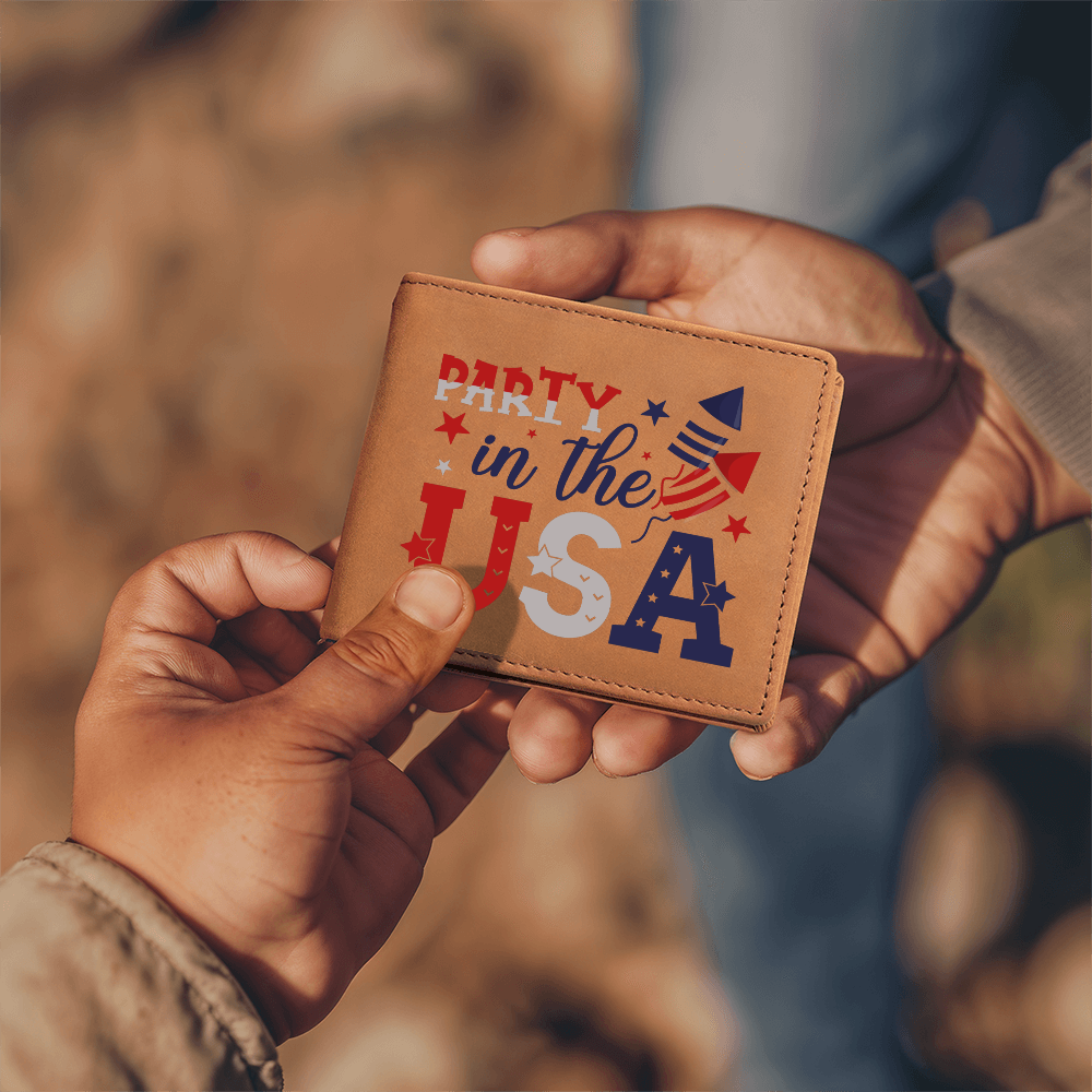 Party in the USA Genuine Leather Graphic Wallet