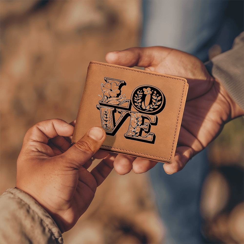 With Love Graphic Genuine Leather Wallet