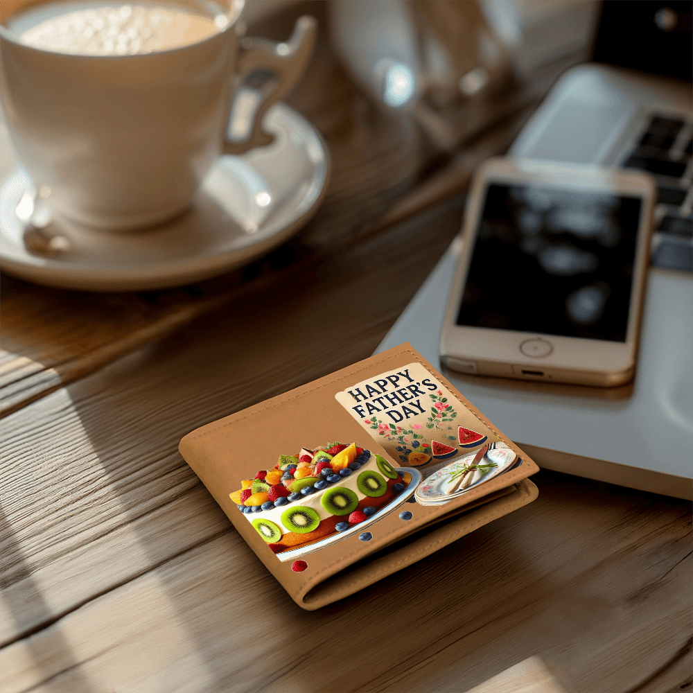 Happy Father's Day Card & Cake Graphic Leather Wallet