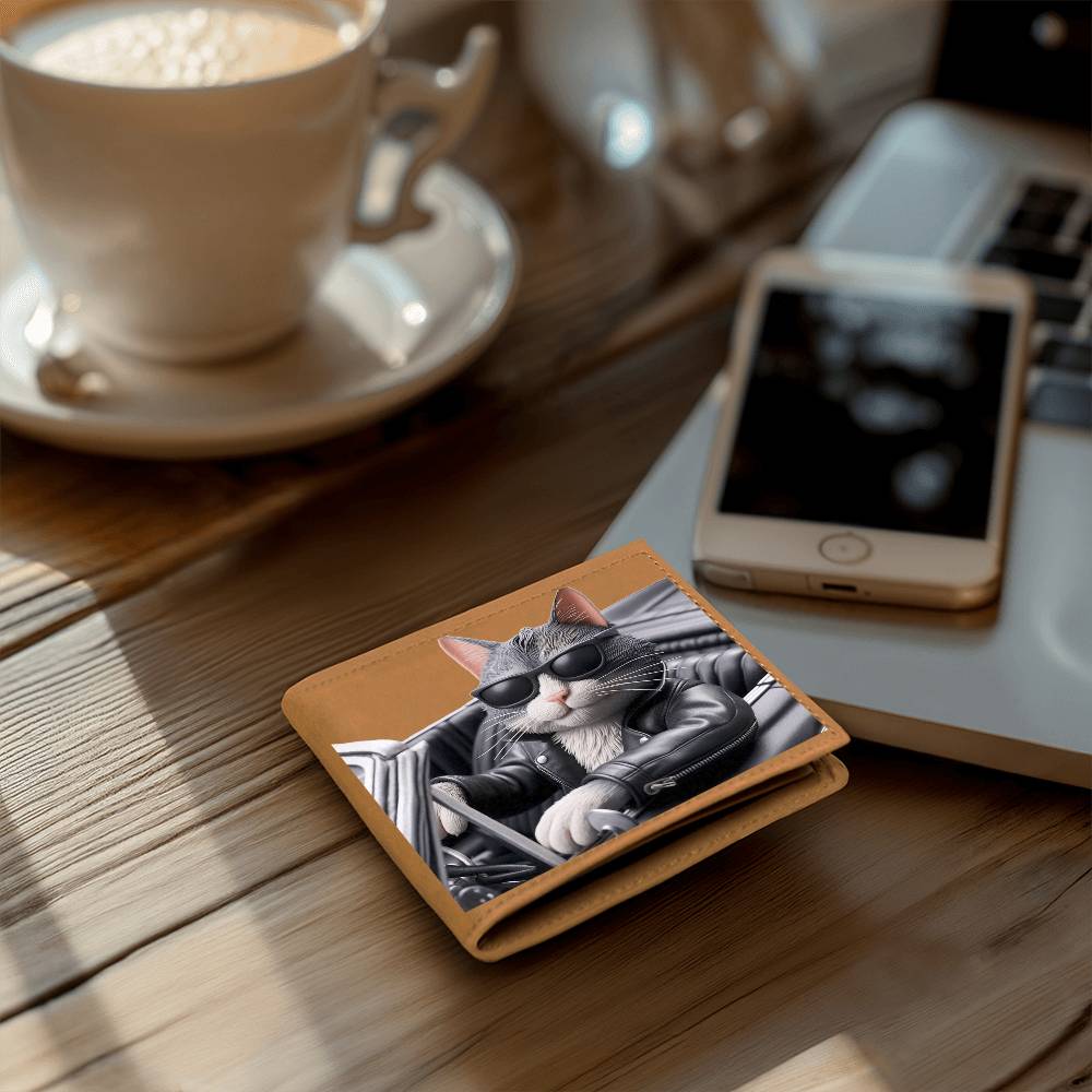 Cool Cat Driving Convertible Graphic Leather Wallet