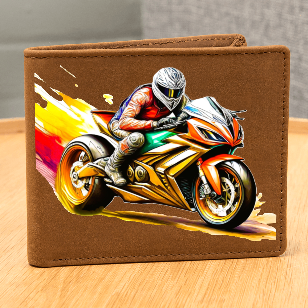 Crotch Rocket Motorcycle Graphic Leather Wallet