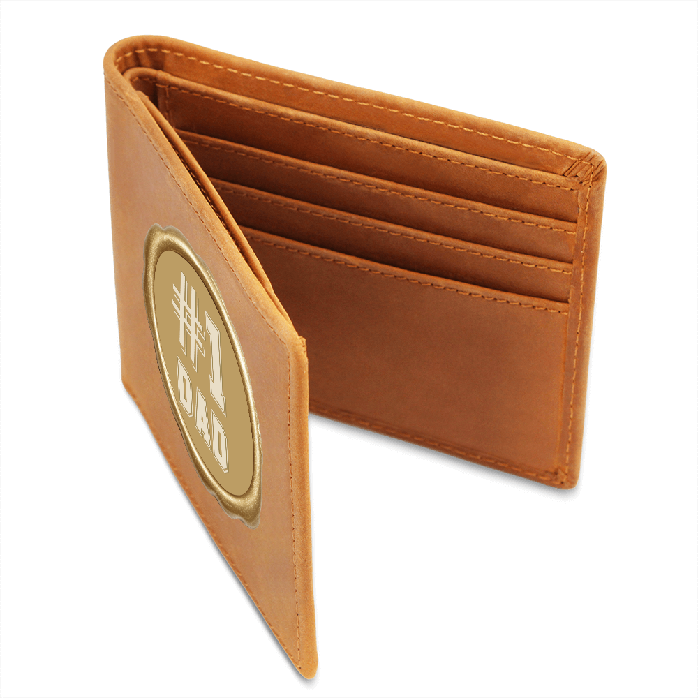 #1 Dad Golden Seal Design Graphic Leather Wallet