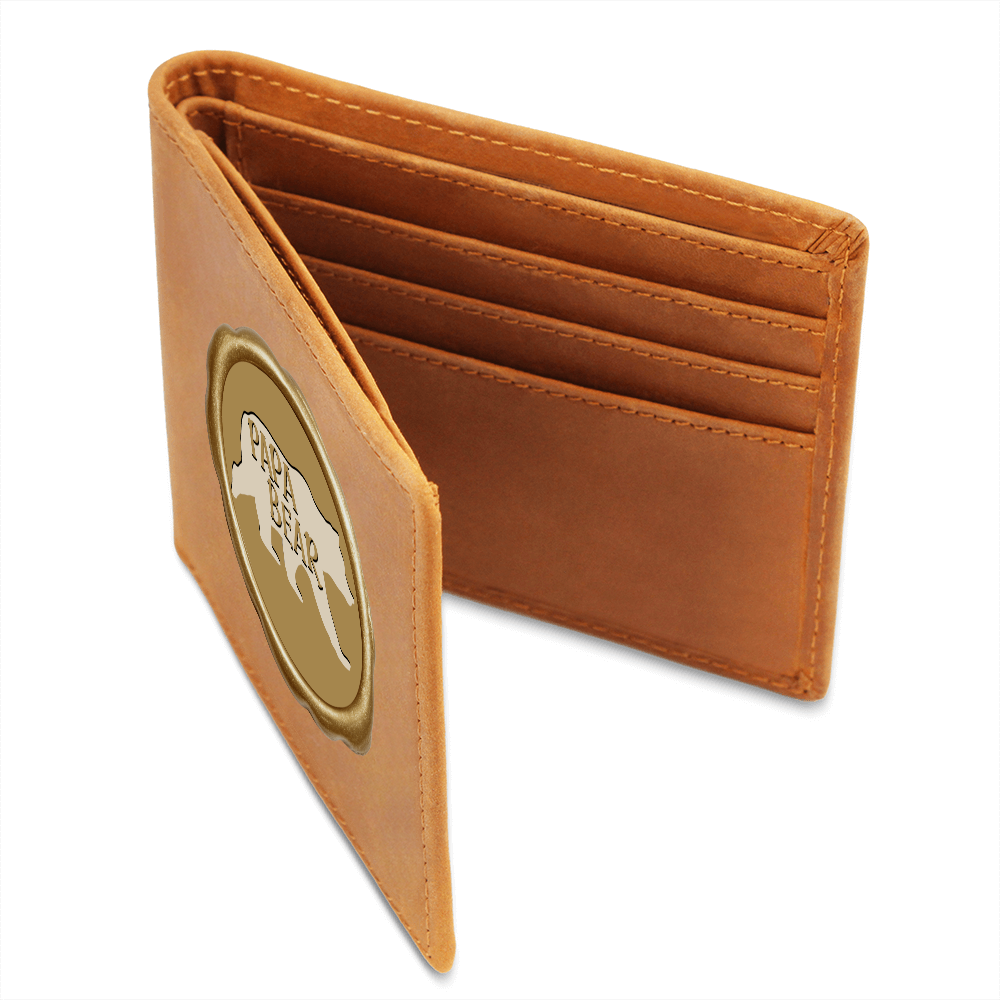Papa Bear Faux Golden Design Graphic Leather Wallet