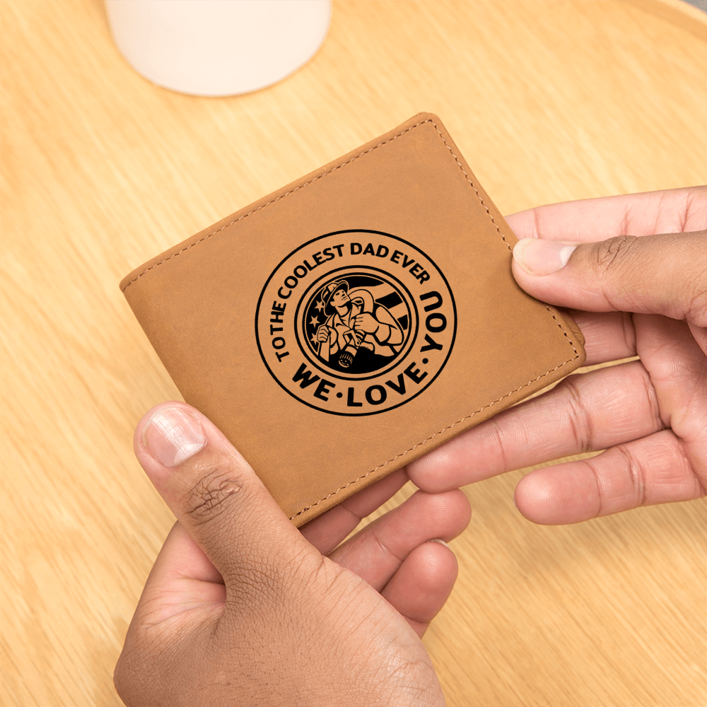To the Coolest Dad Firefighter Graphic Leather Wallet