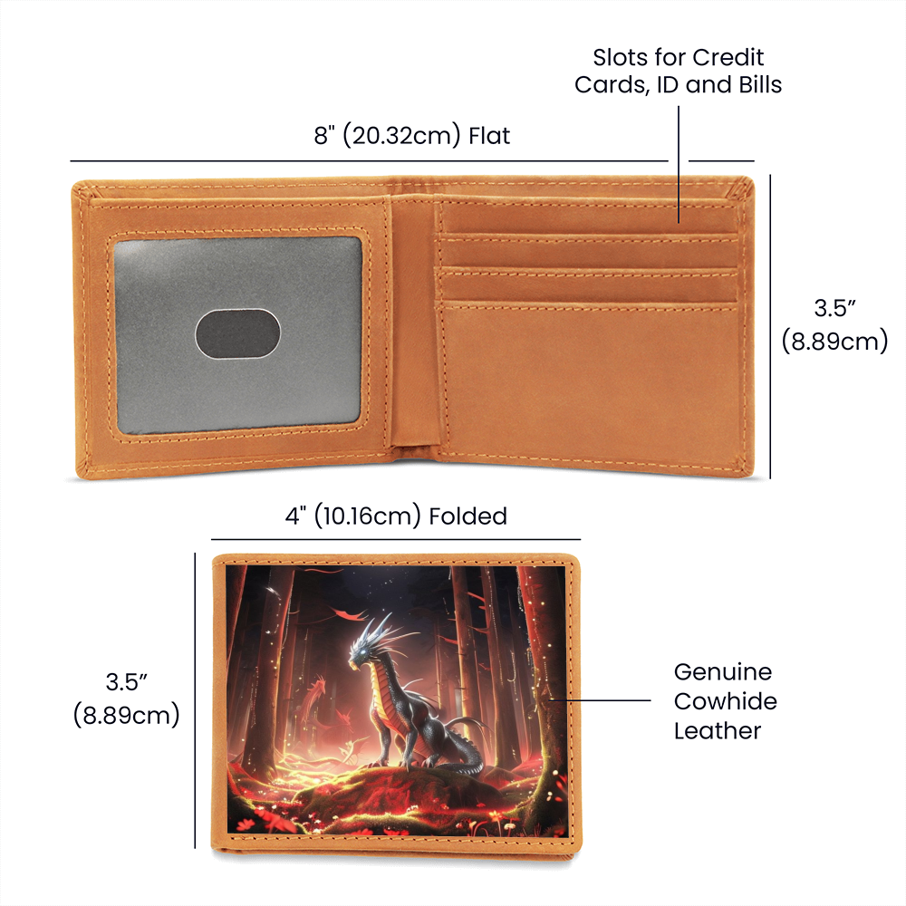 Men's Fiery Dragon Bifold Graphic Leather Wallet