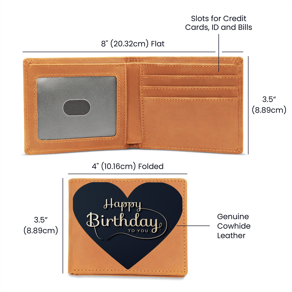 Happy Birthday to You Black Heart Leather Wallet