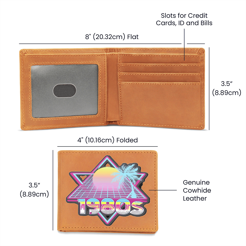 1980's Retro Style Brown Leather Wallet