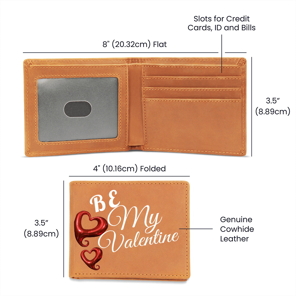 Be My Valentine Brown Leather Graphic Wallet