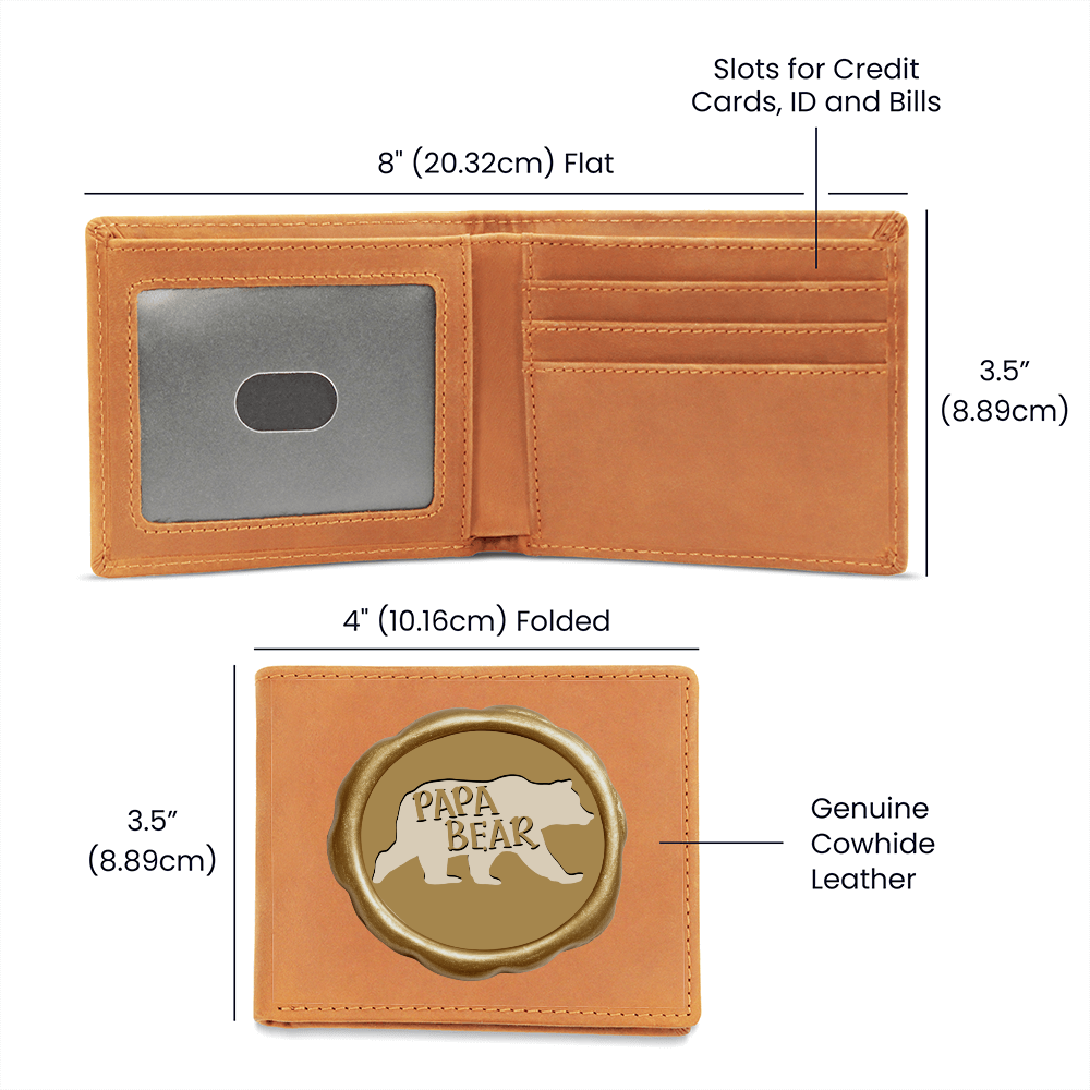 Papa Bear Faux Golden Design Graphic Leather Wallet