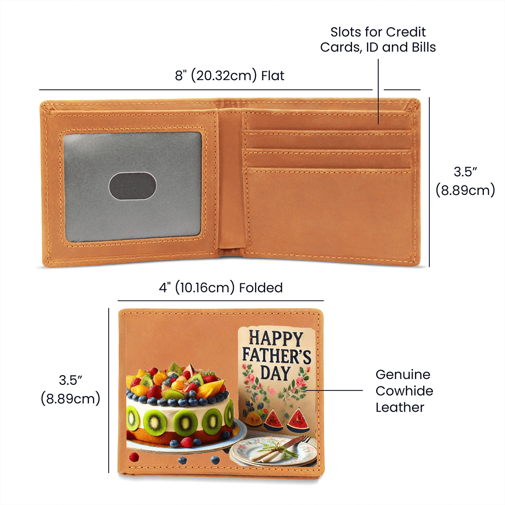 Happy Father's Day Card & Cake Graphic Leather Wallet