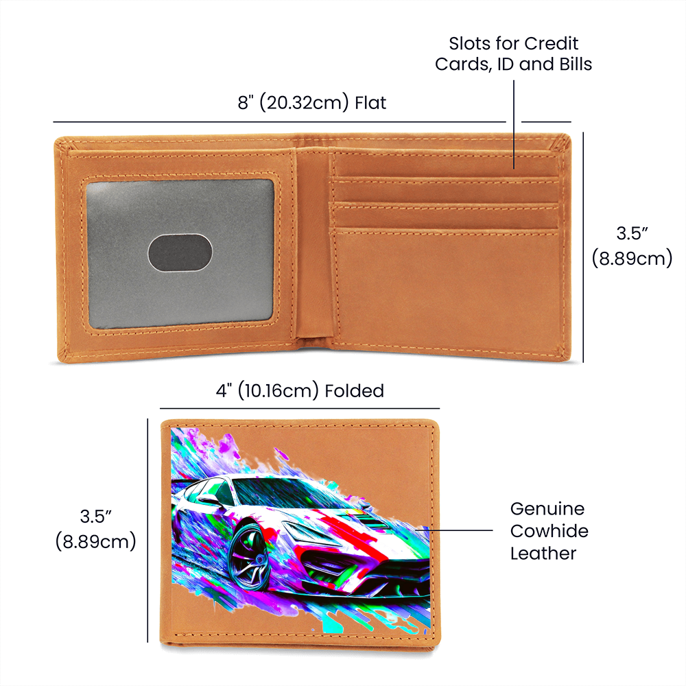 Flashy Sports Car Graphic Leather Wallet