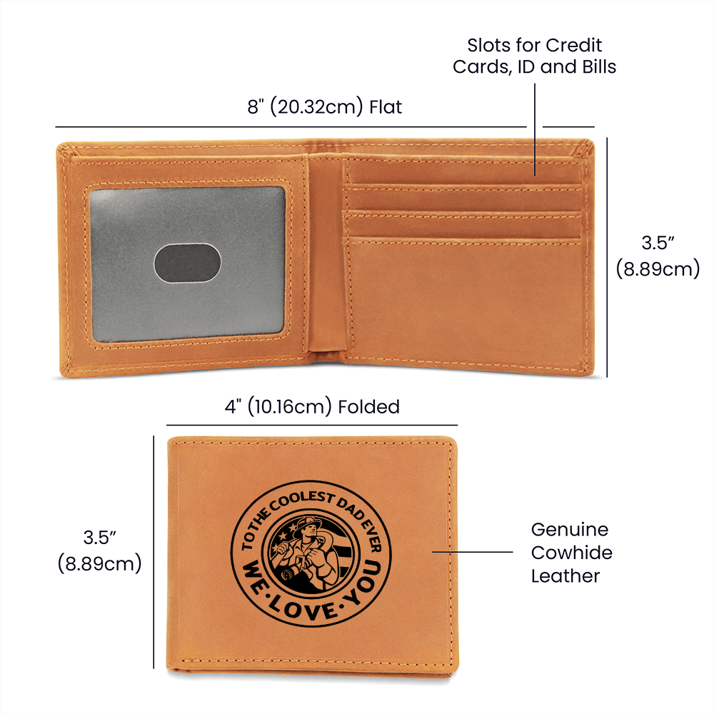 To the Coolest Dad Firefighter Graphic Leather Wallet