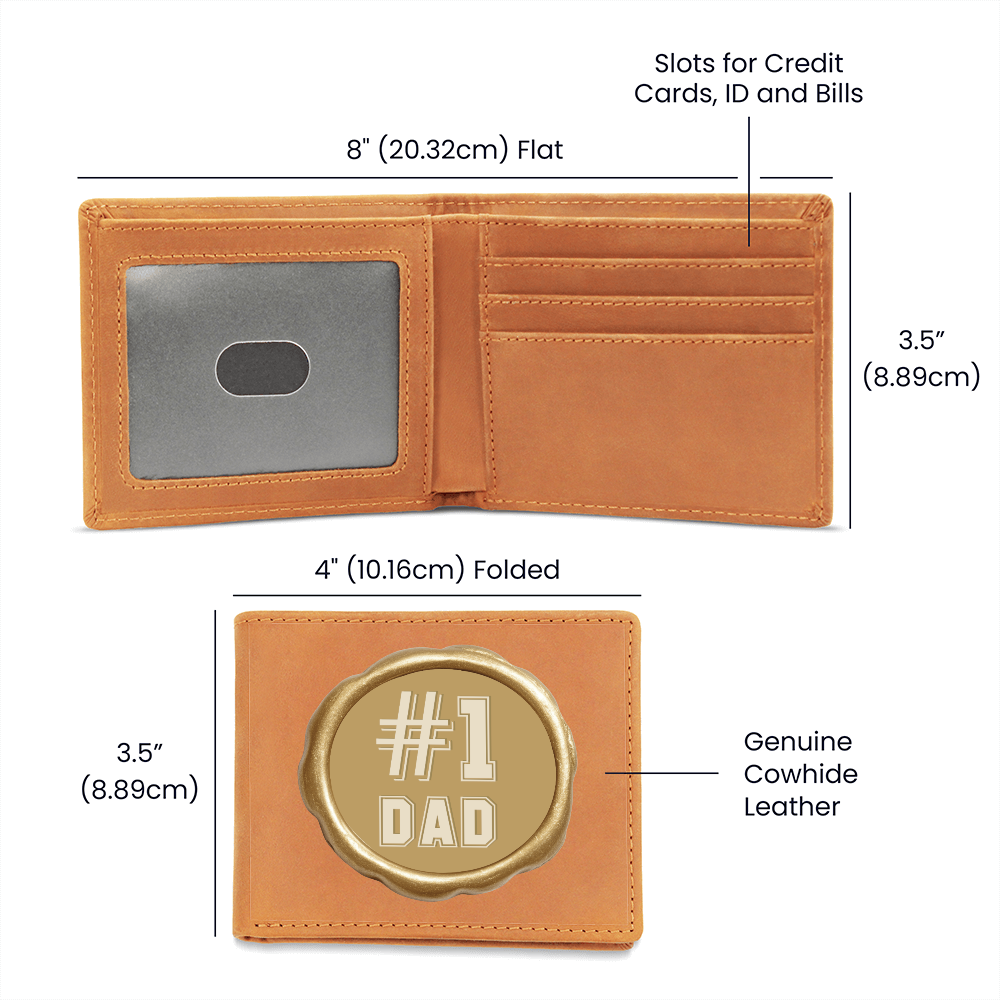#1 Dad Golden Seal Design Graphic Leather Wallet