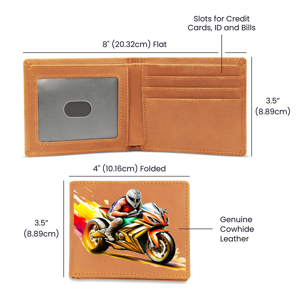 Crotch Rocket Motorcycle Graphic Leather Wallet