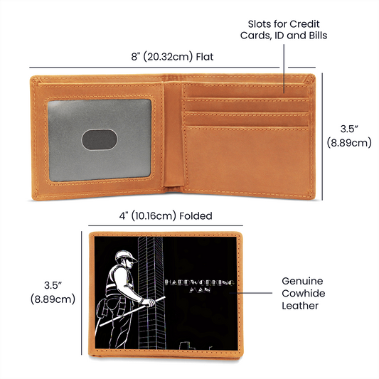 Hardworking Man Construction Worker Graphic Leather Wallet
