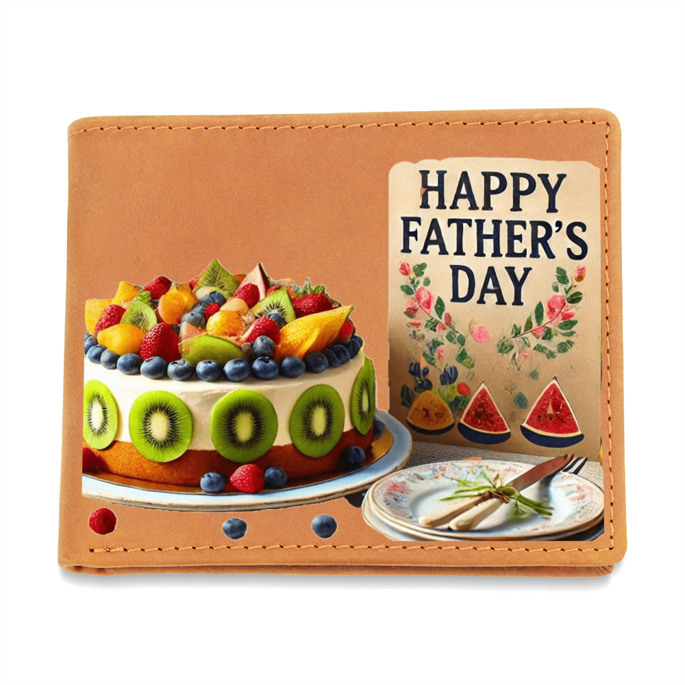 Happy Father's Day Card & Cake Graphic Leather Wallet