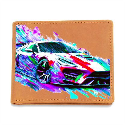 Flashy Sports Car Graphic Leather Wallet