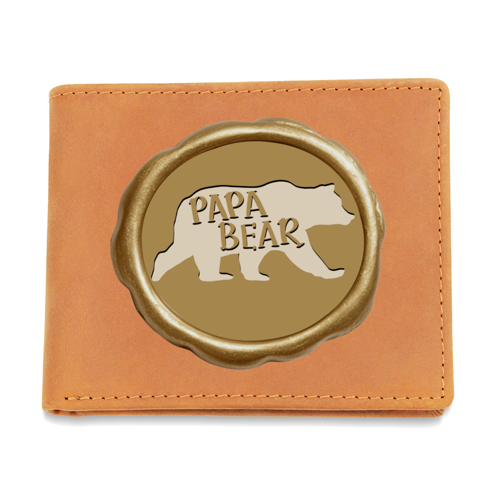 Papa Bear Faux Golden Design Graphic Leather Wallet