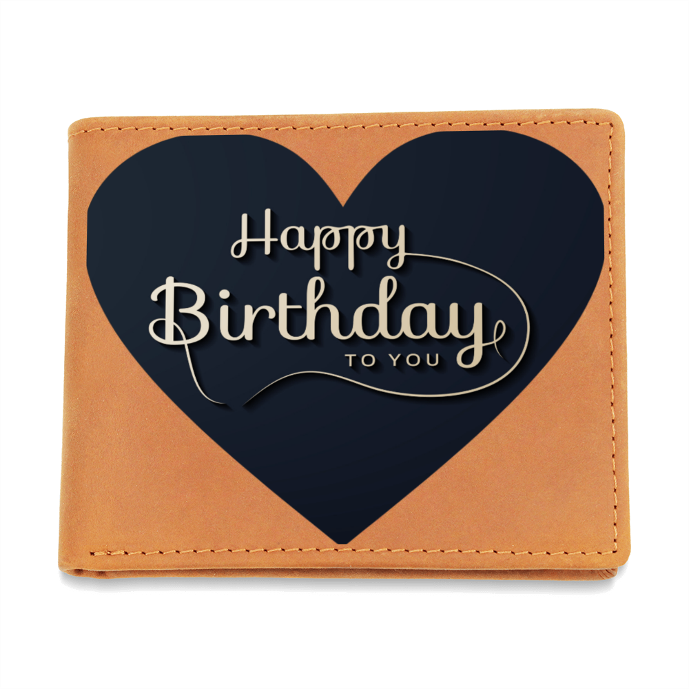 Happy Birthday to You Black Heart Leather Wallet