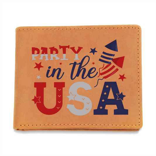 Party in the USA Genuine Leather Graphic Wallet
