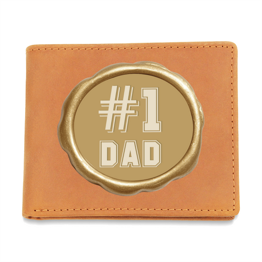 #1 Dad Golden Seal Design Graphic Leather Wallet