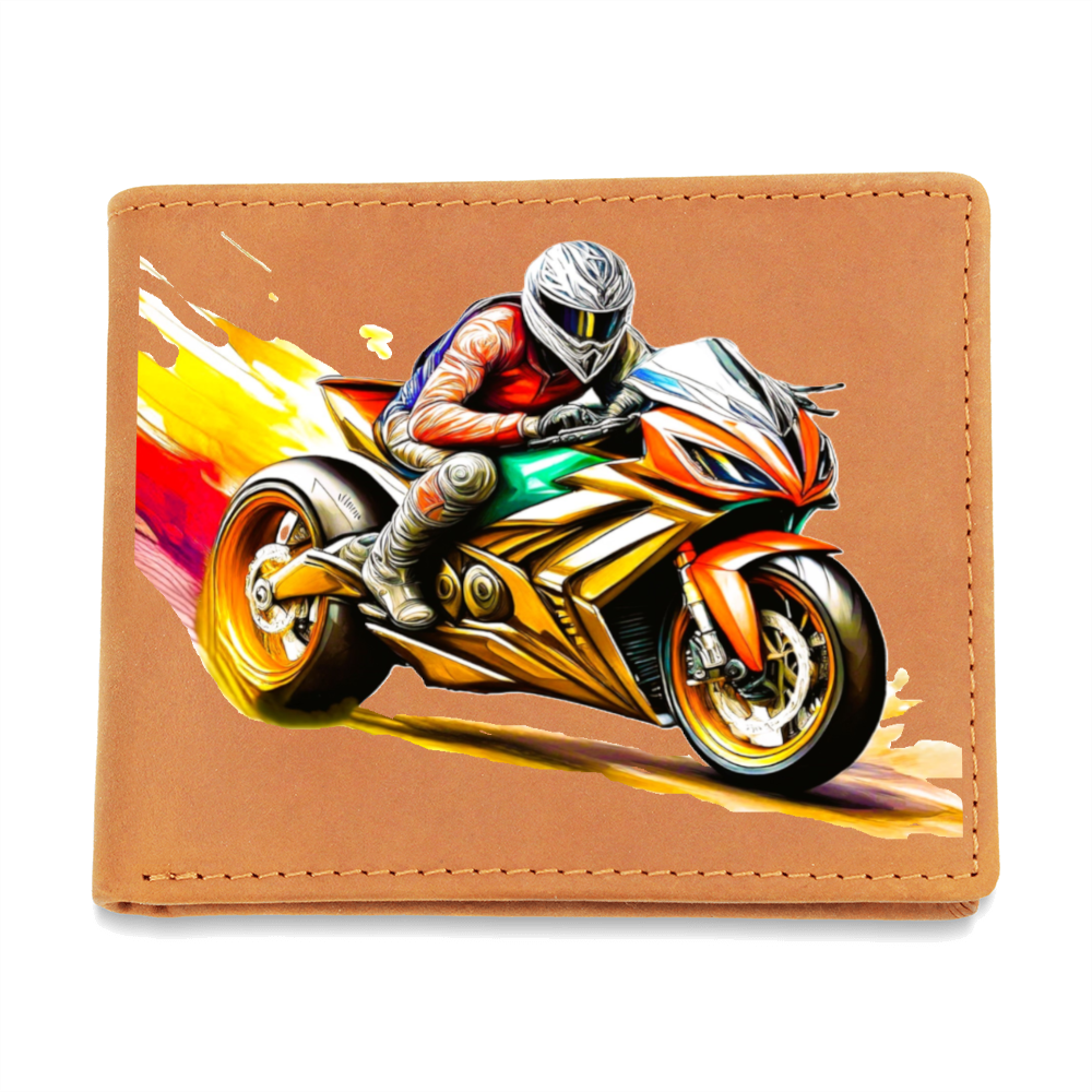 Crotch Rocket Motorcycle Graphic Leather Wallet