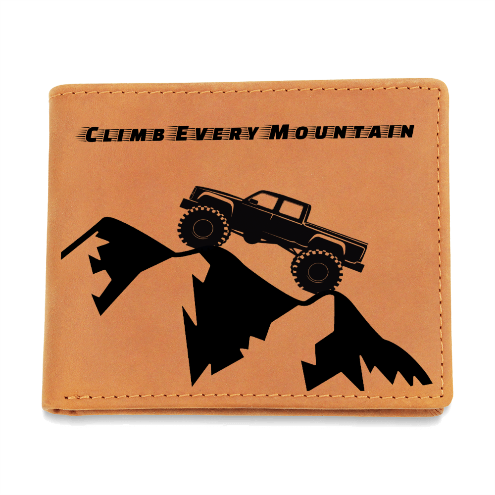 Climb Every Mountain Monster Truck Graphic Leather Wallet