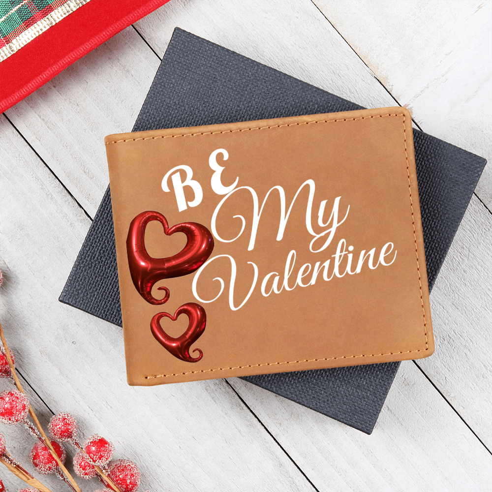 Be My Valentine Brown Leather Graphic Wallet