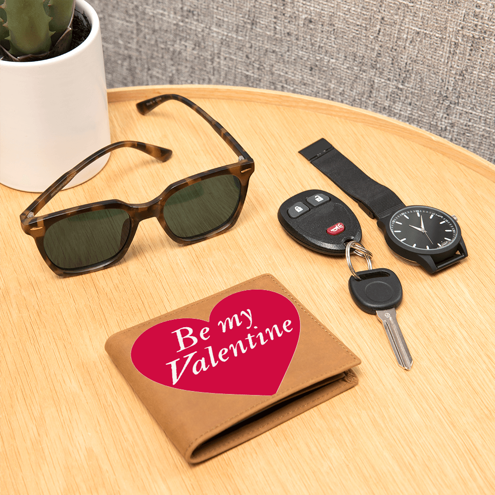 Be My Valentine Red Heart Graphic Leather Wallet