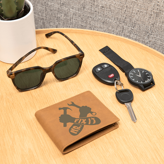 Mr. Fix It Mechanic Design Graphic Leather Wallet