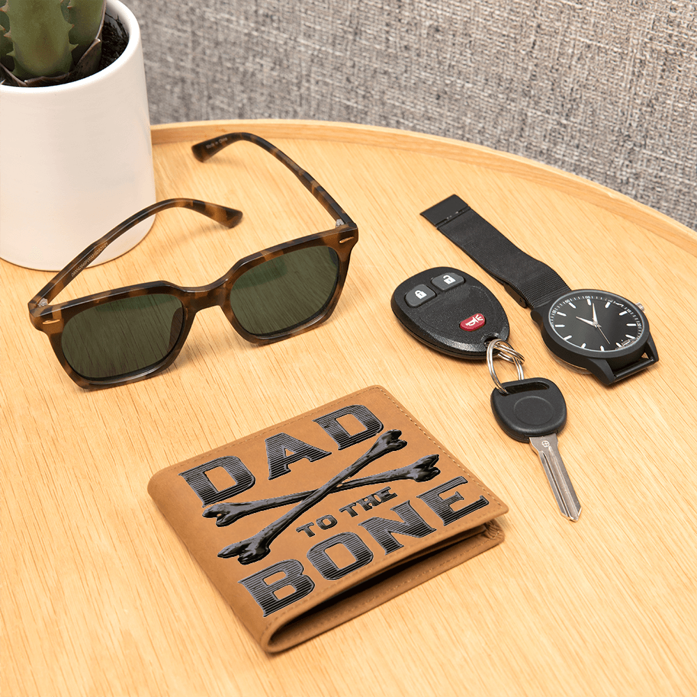 Dad to the Bone Brown Leather Graphic Wallet