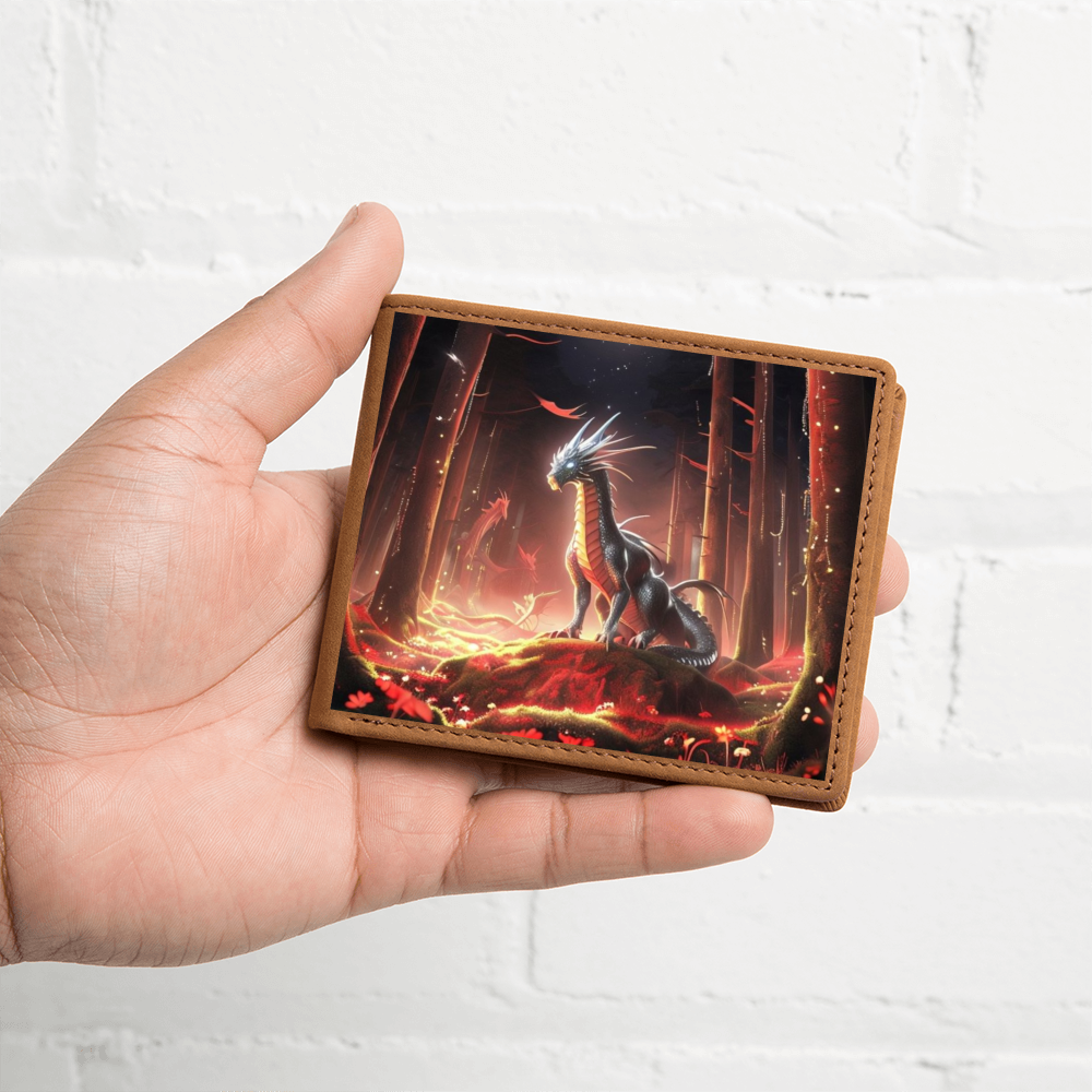 Men's Fiery Dragon Bifold Graphic Leather Wallet