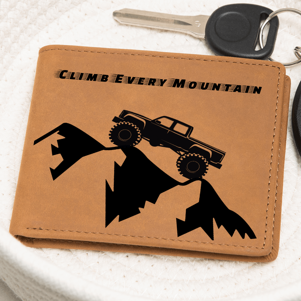 Climb Every Mountain Monster Truck Graphic Leather Wallet