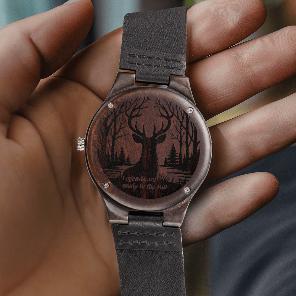 Deer Hunter Legends Made in the Fall Engraved Wooden Watch