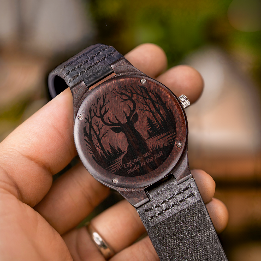 Deer Hunter Legends Made in the Fall Engraved Wooden Watch