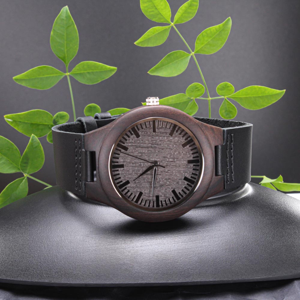 Be Strong and Courageous Faith Based Engraved Wooden Watch