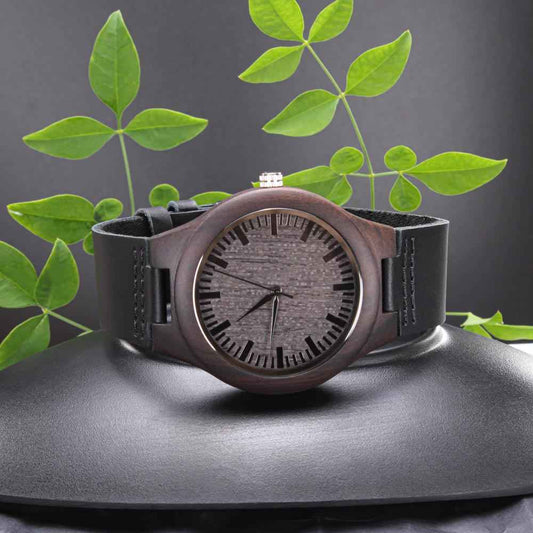 Legendary Sportsman Hunter Fisherman Engraved Wooden Watch