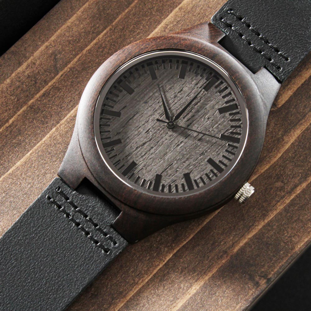 Be Strong and Courageous Faith Based Engraved Wooden Watch