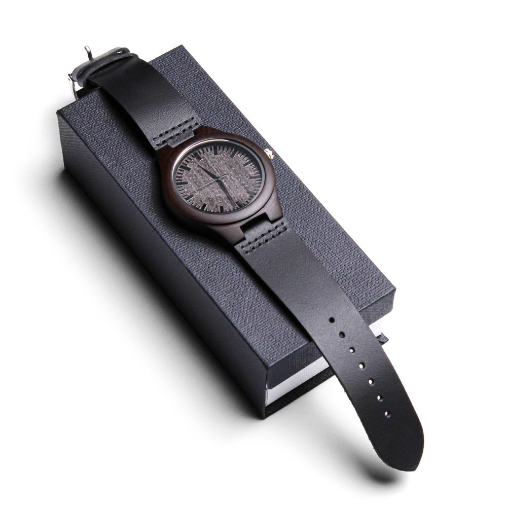 Rise & Shine Its Fishing Time Engraved Wooden Watch