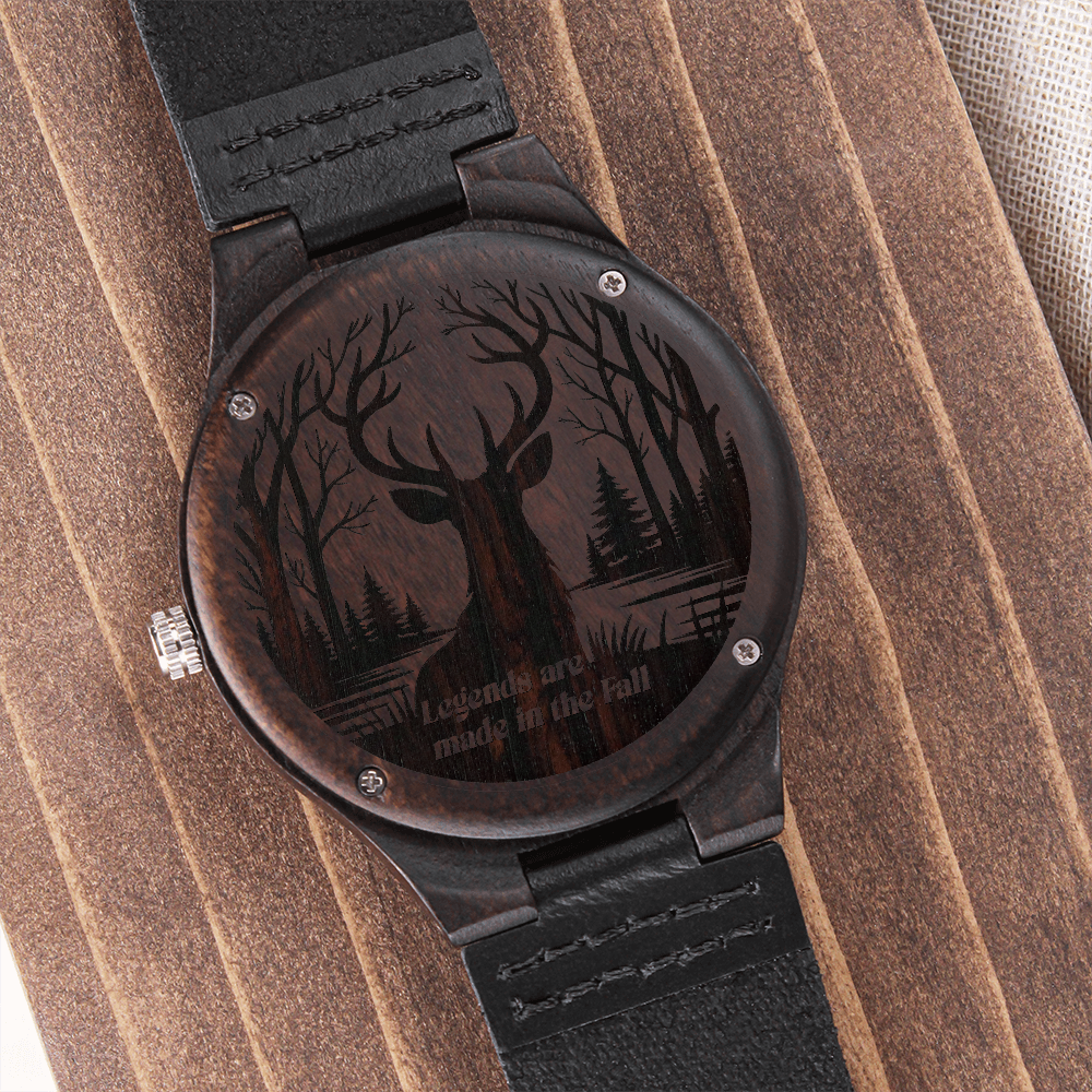 Deer Hunter Legends Made in the Fall Engraved Wooden Watch
