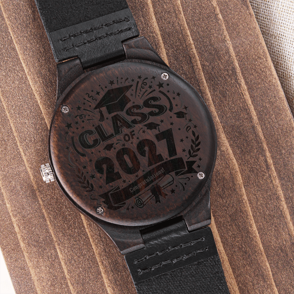 Class of 2027 Graduate Engraved Wooden Watch