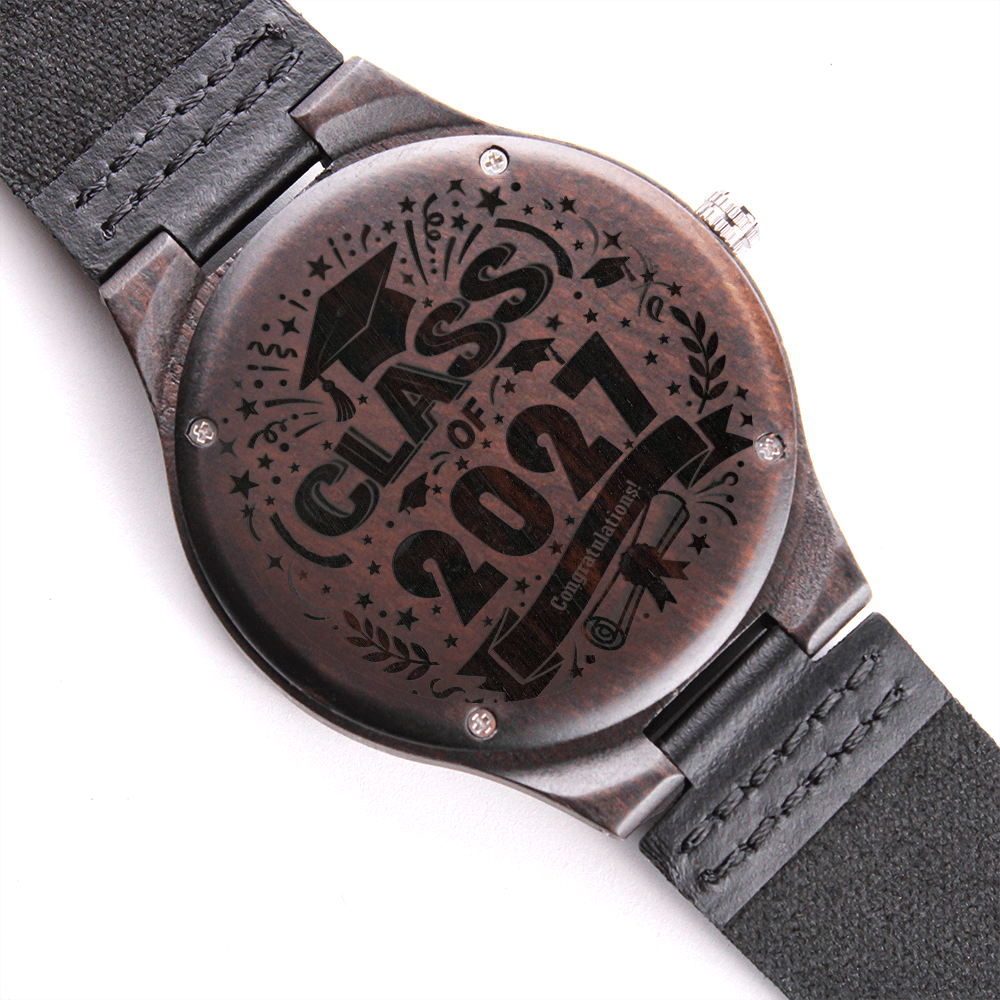 Class of 2027 Graduate Engraved Wooden Watch