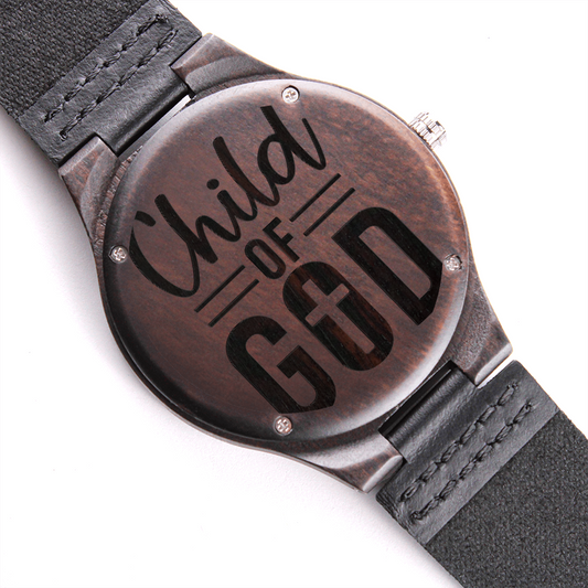 Child of God Engraved Wooden Watch