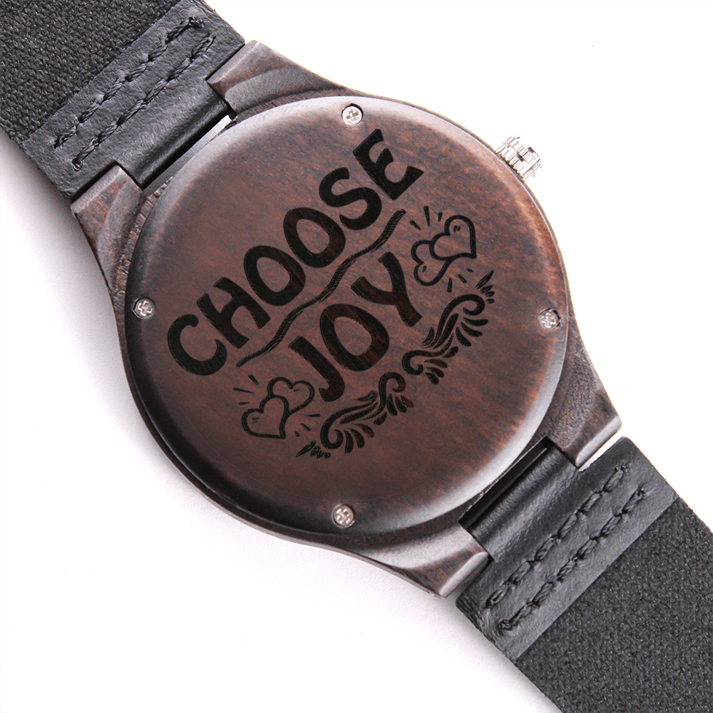 Choose Joy Inspirational Engraved Wooden Watch