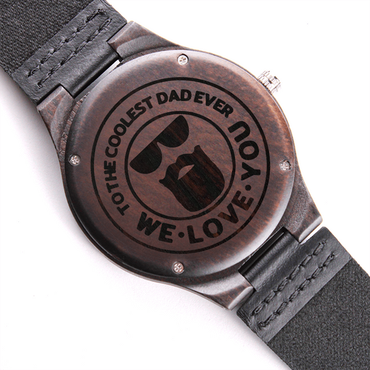 To the Coolest Dad with Beard Engraved Wooden Watch